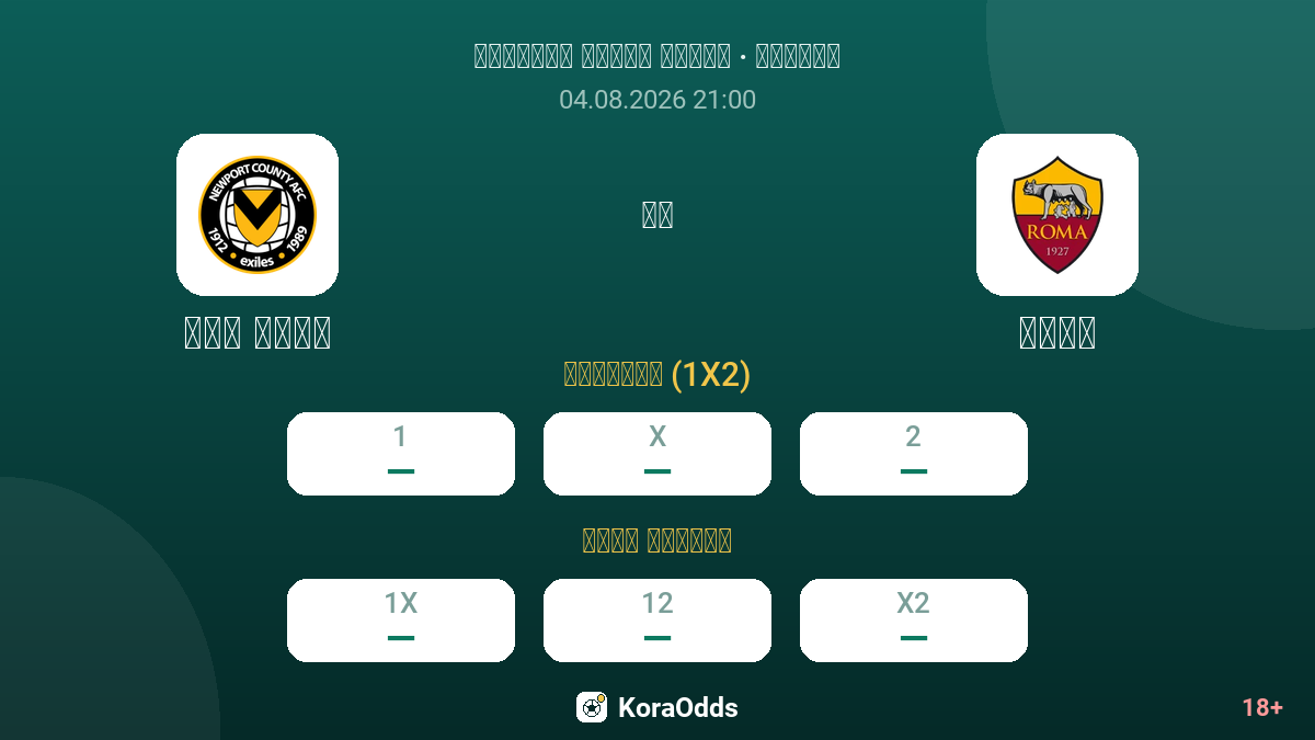 نيو بورت ضد روما — الاحتمالات