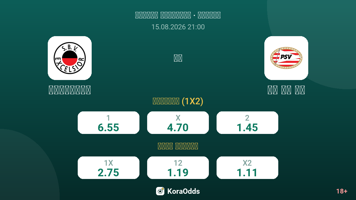 إكسلسيور ضد بي إس في — الاحتمالات
