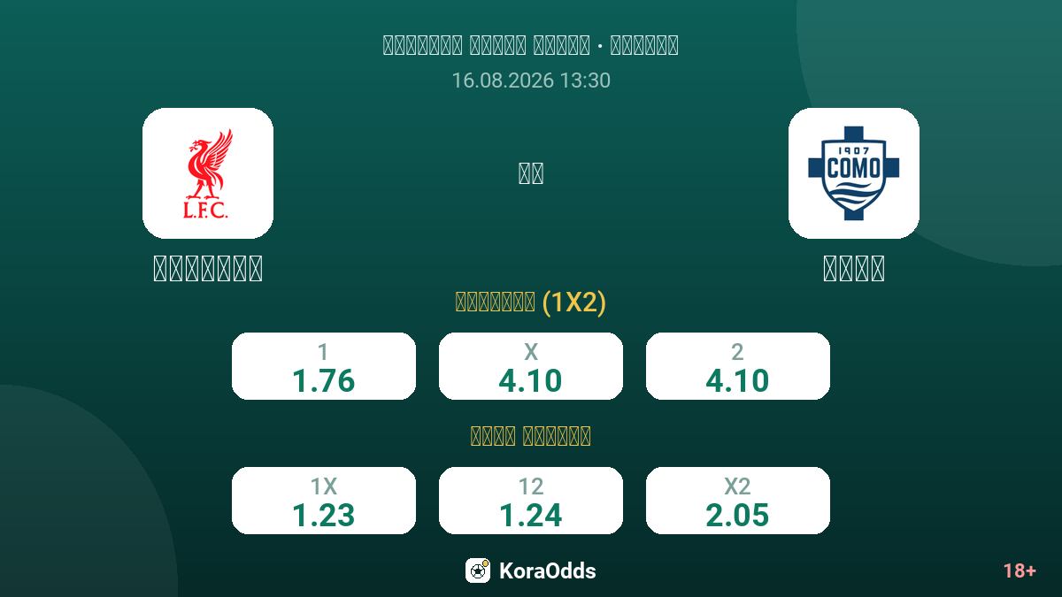 ليفربول ضد كومو — الاحتمالات