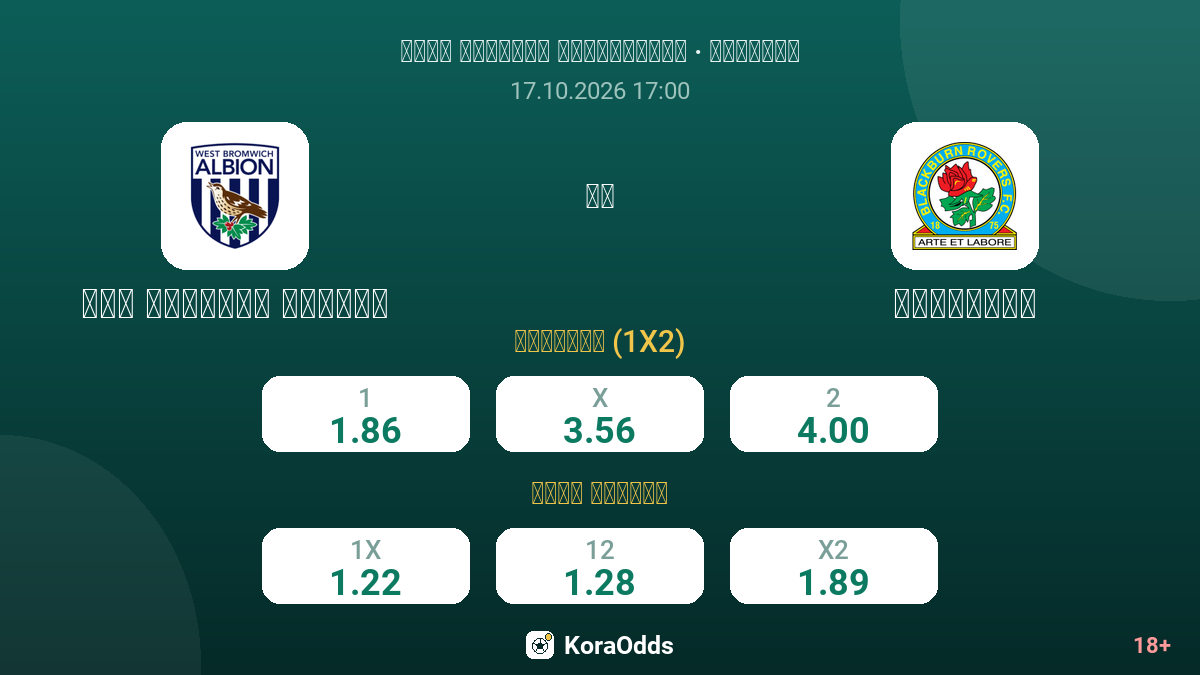 وست بروميتش ألبيون ضد بلاكبيرن — الاحتمالات