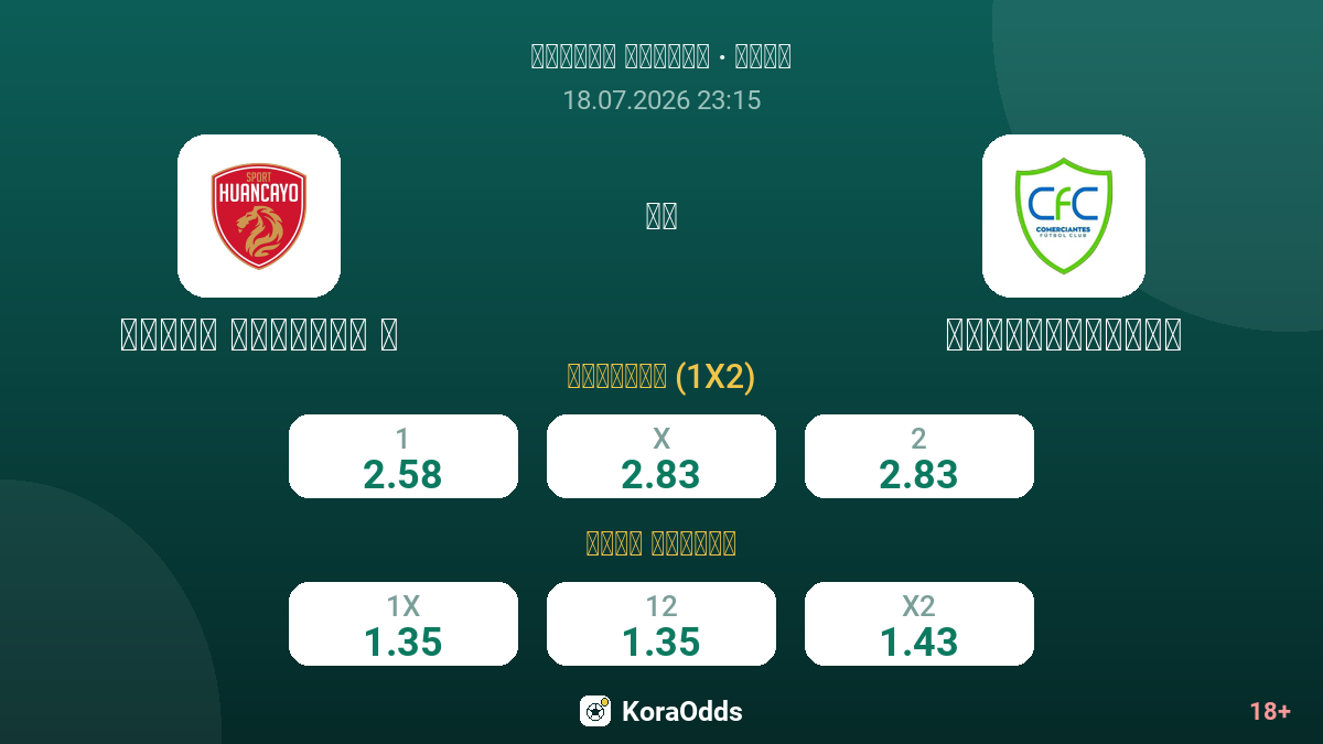 سبورت وانكايو ب ضد كوميرسيانتيس — الاحتمالات