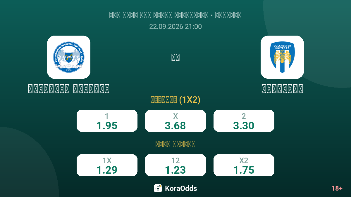 بيترابرو يونايتد ضد كولشيستر — الاحتمالات