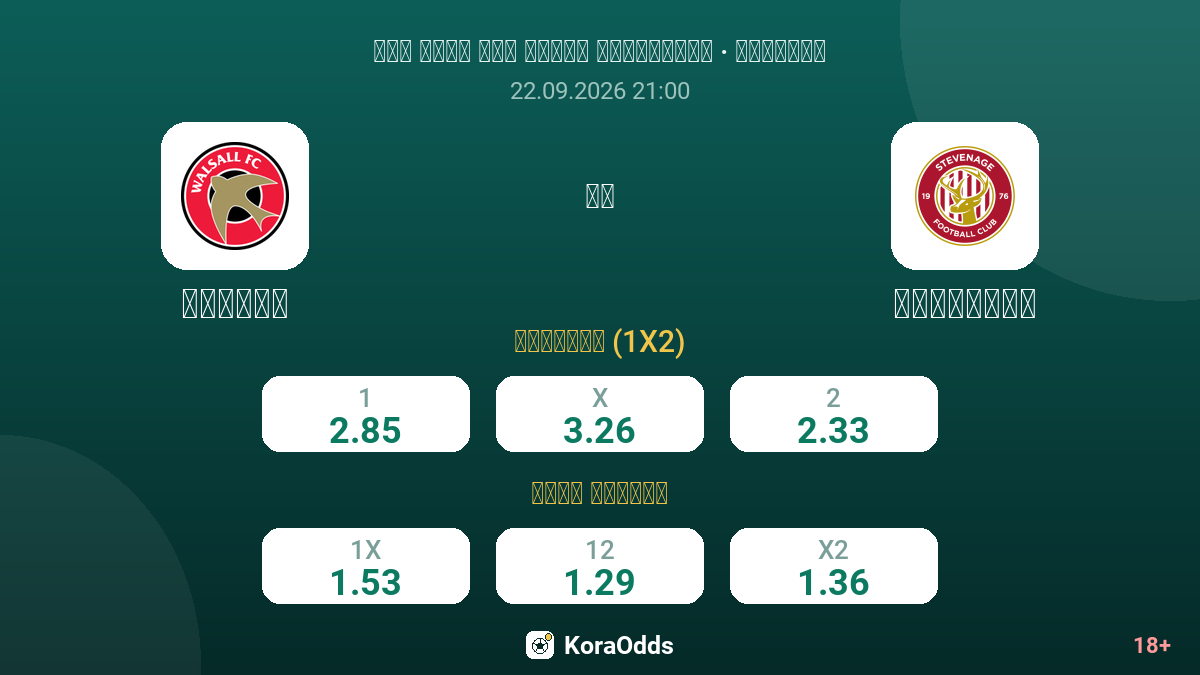 والسال ضد ستيفيناج — الاحتمالات