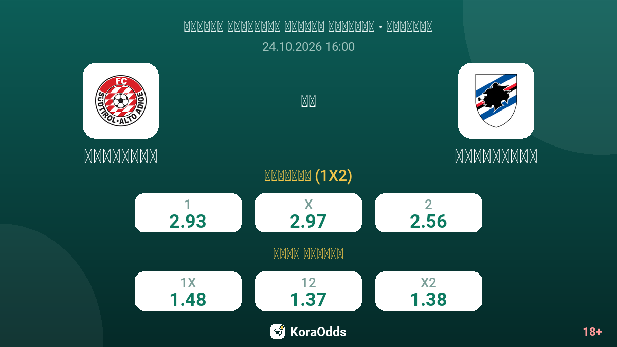 سودتيرول ضد سامبدوريا — الاحتمالات
