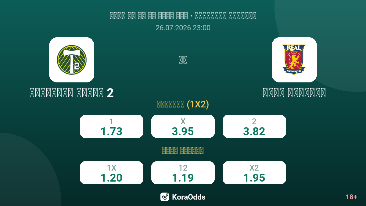 بورتلاند تمبرز 2 ضد ريال موناركس — الاحتمالات