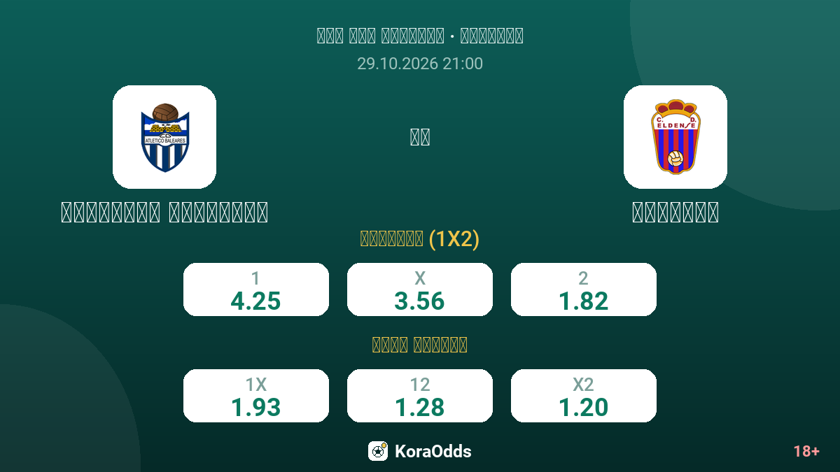 أتليتيكو بالياريس ضد إلدينسي — الاحتمالات